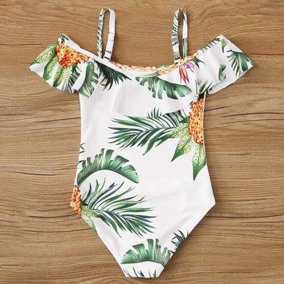 NEW! Girl’s Tropical Pineapple Print One Piece - Picture 2 of 9